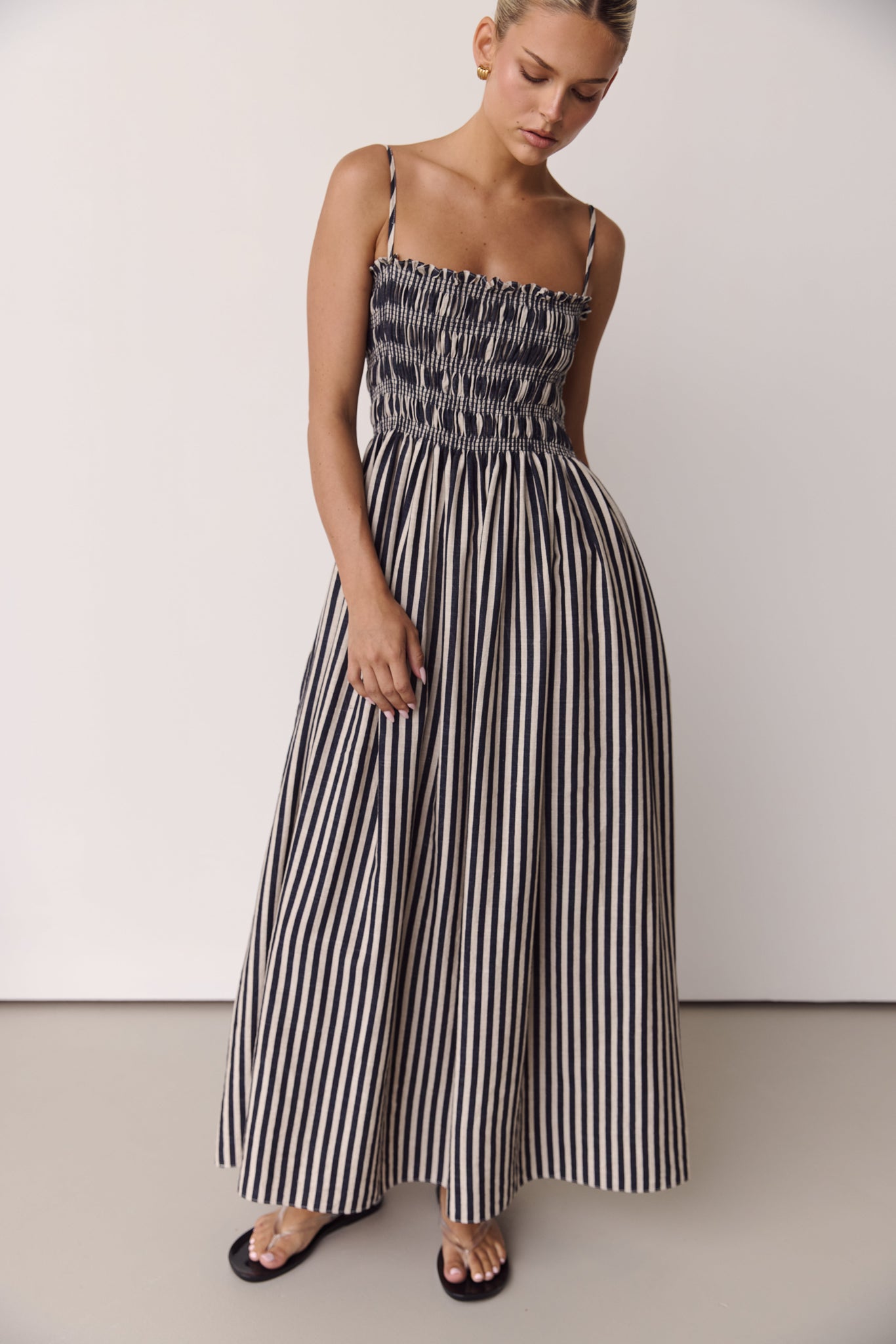 Estelle Maxi Dress 2.0 (Black/Beige Stripe) Runway Scout Estelle Maxi Dress 2.0 (Black/Beige Stripe) Runway Scout