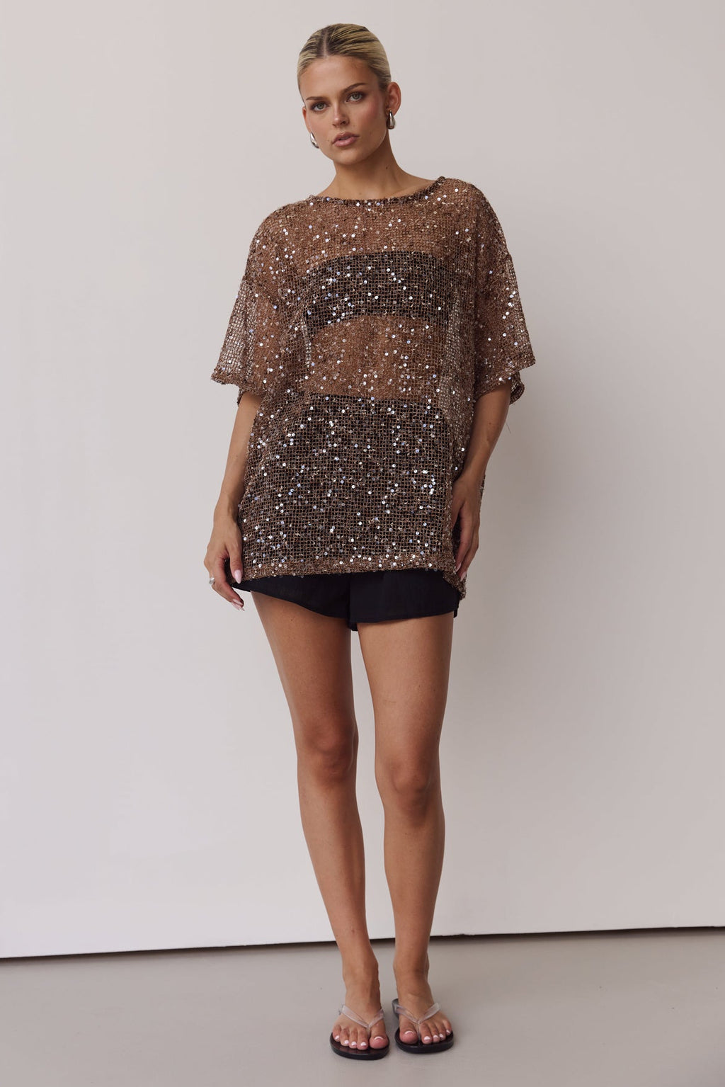 Edela Sequin Tee (Chocolate)
