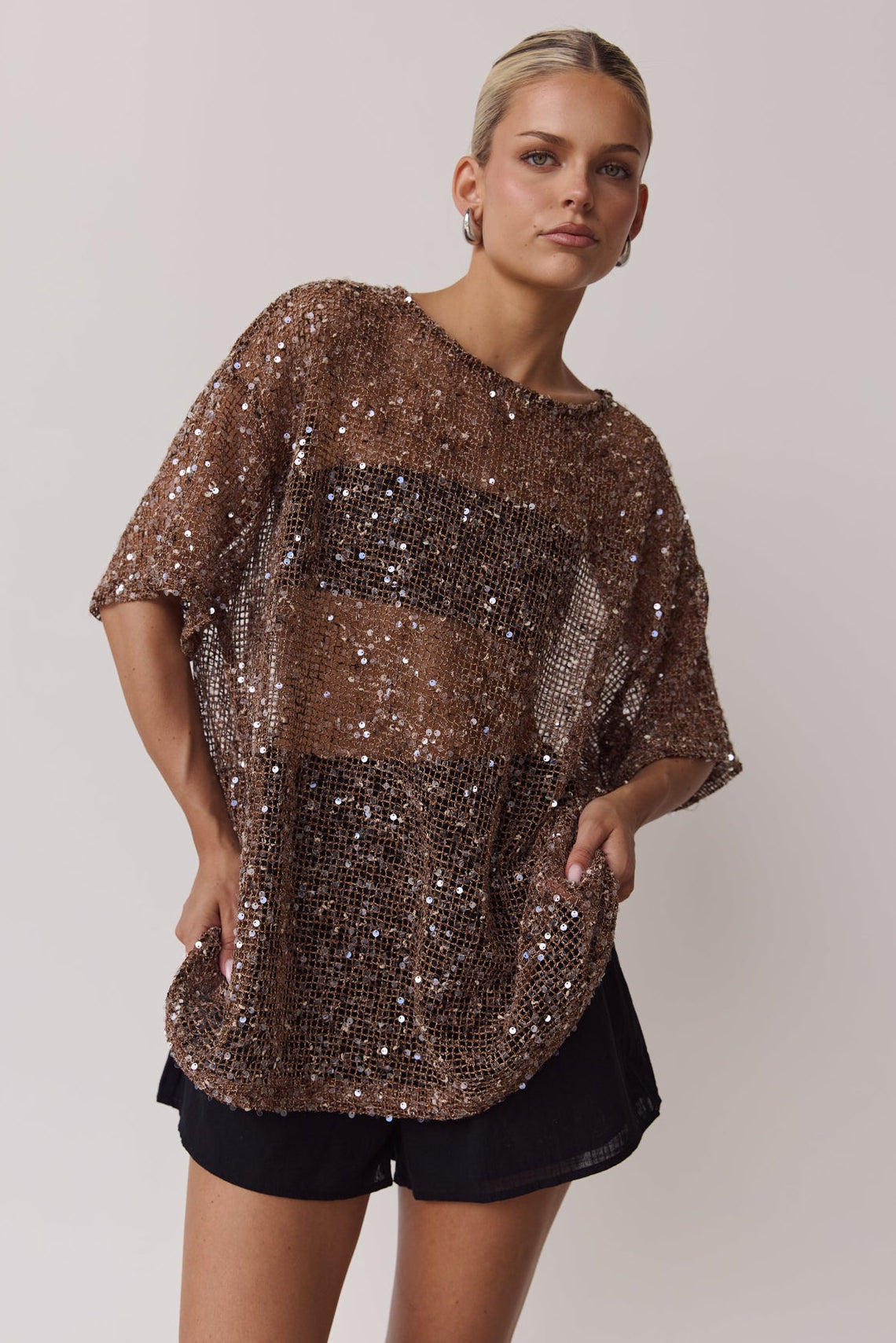 Edela Sequin Tee (Chocolate)