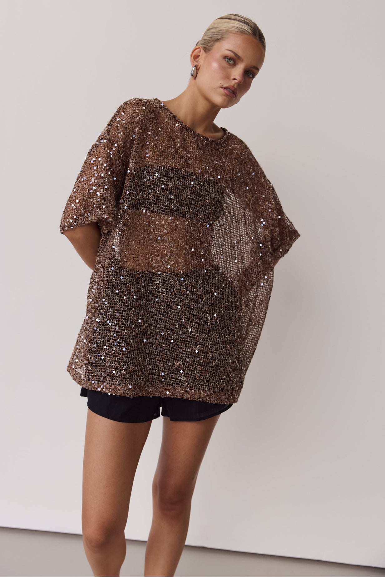 Edela Sequin Tee (Chocolate)