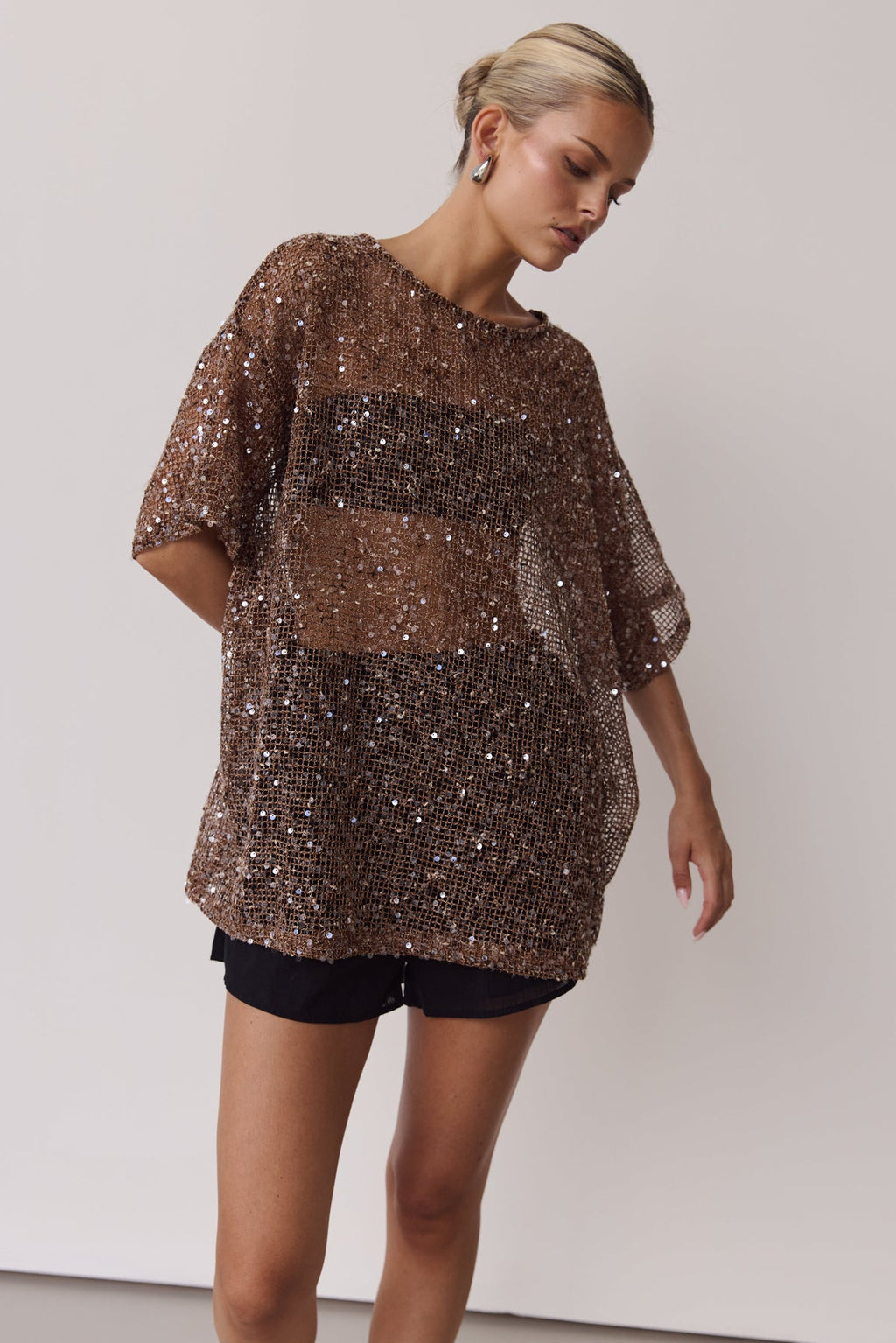 Edela Sequin Tee (Chocolate)