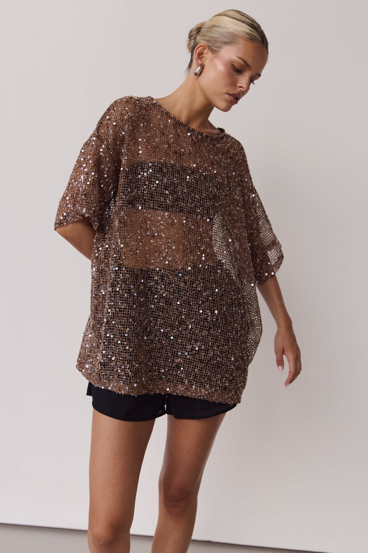 Edela Sequin Tee (Chocolate)
