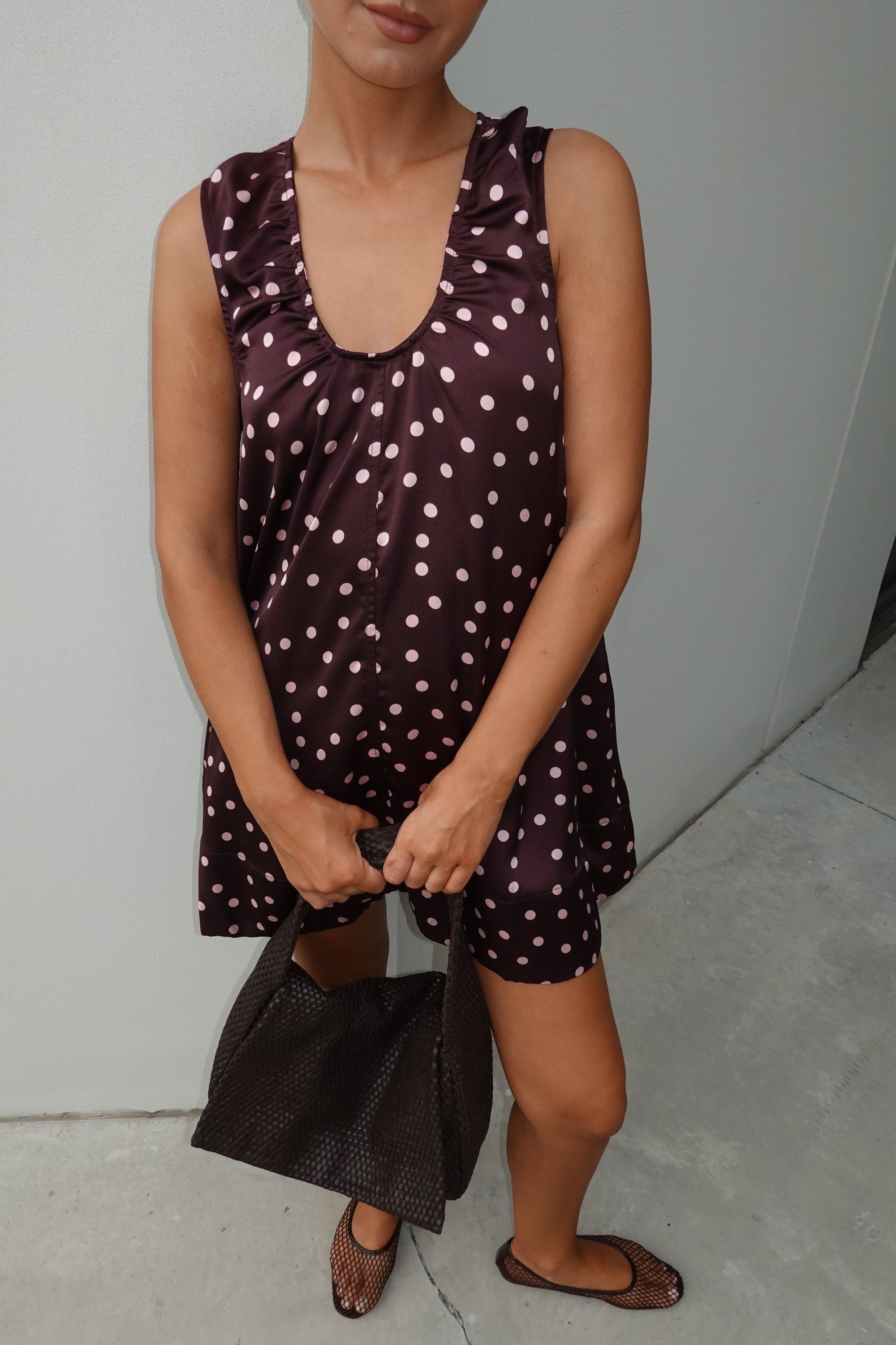 Jorja Mini Dress (Plum Polka)