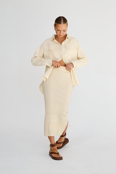 Naya Knit Midi Skirt (Cream)
