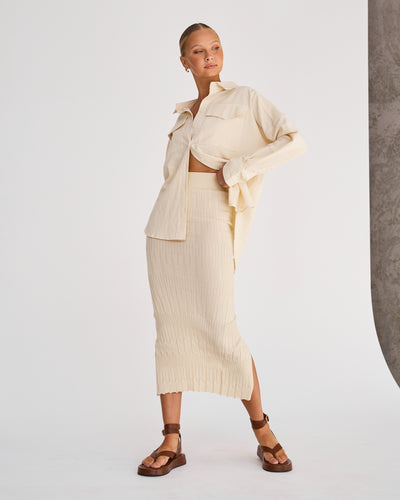 Naya Knit Midi Skirt (Cream)