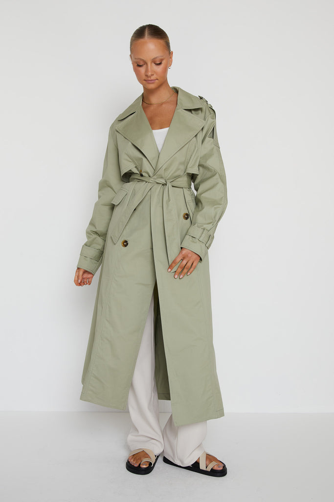 Diana Trench Coat (Sage) – Runway Scout