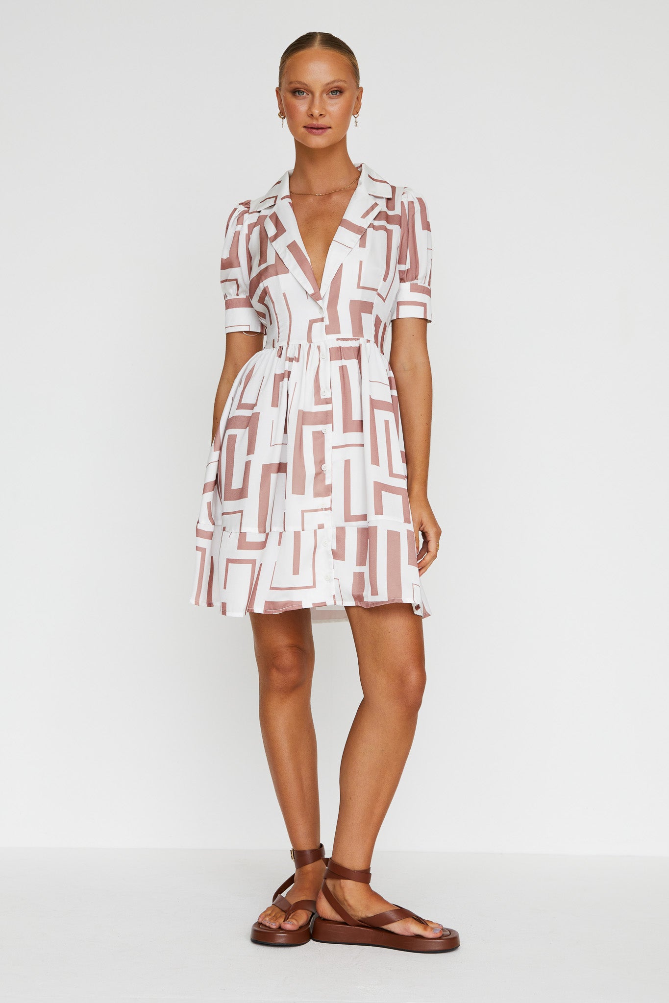 Nadia Mini Dress (Tan)