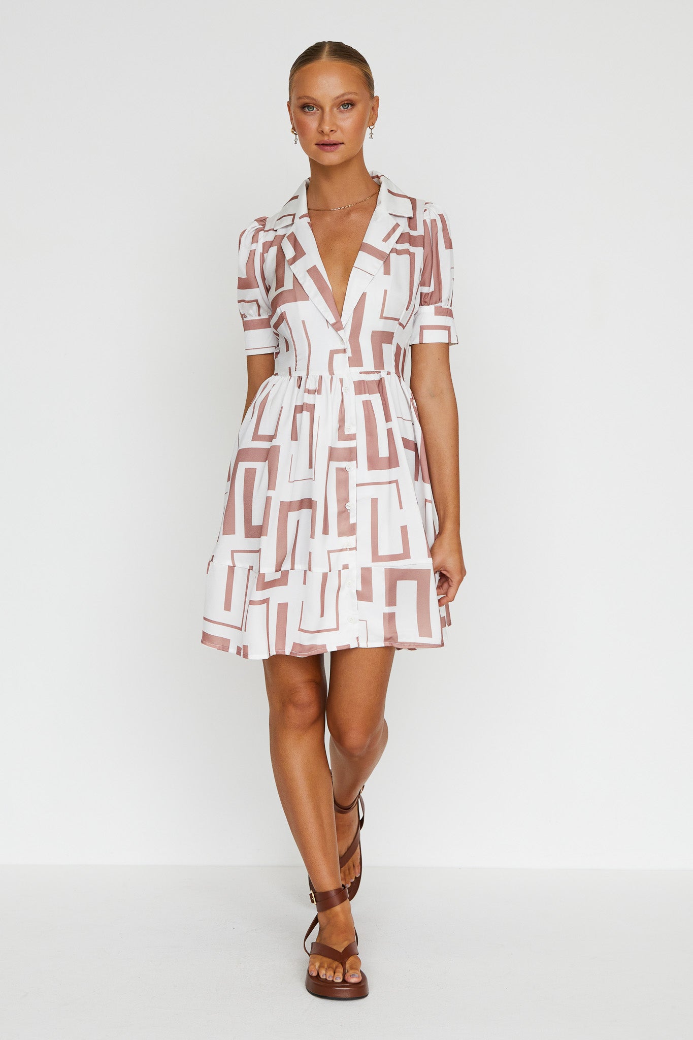 Nadia Mini Dress (Tan)