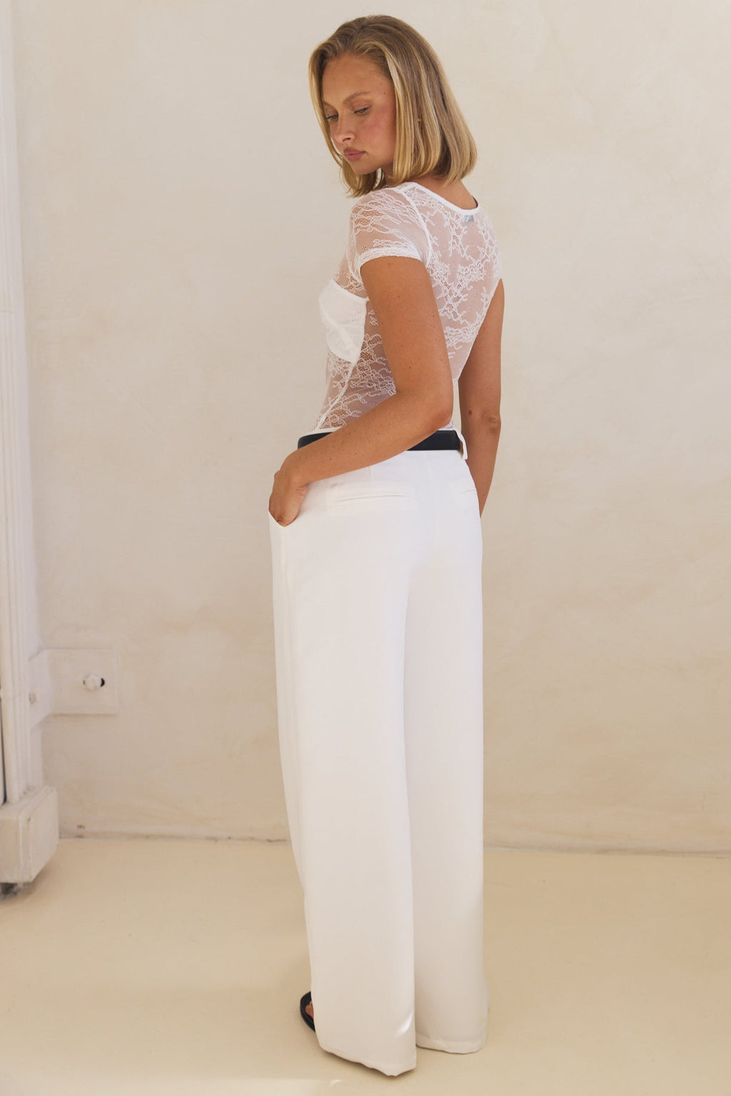 Kiera Short Sleeve Top (White)