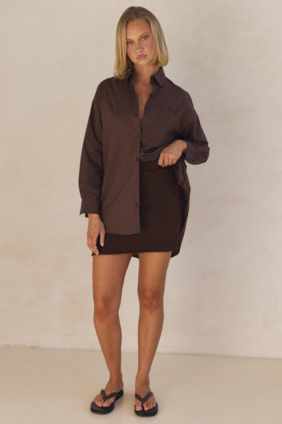 Lexie Knit Mini Skirt (Chocolate)