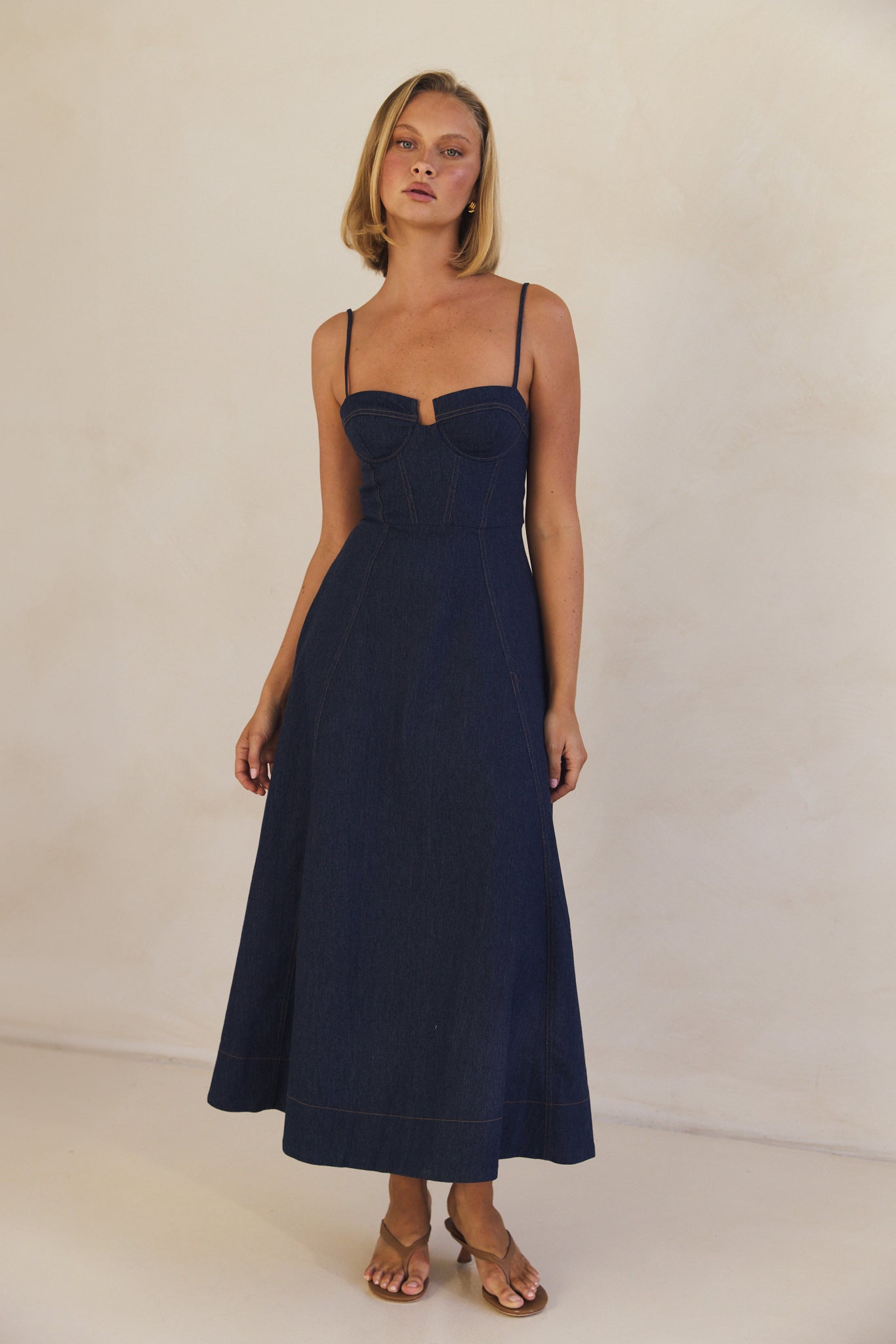 Crosby Denim Midi Dress (Blue)
