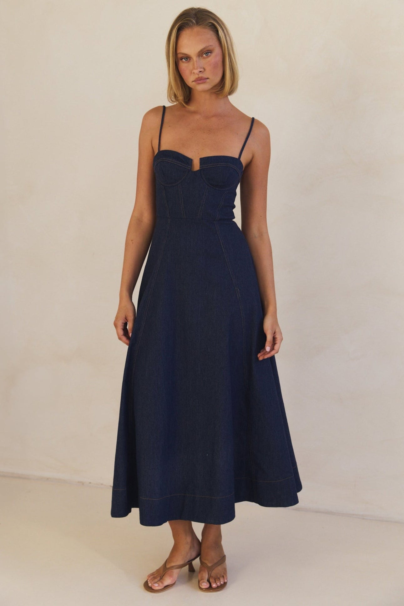 Crosby Denim Midi Dress (Blue)