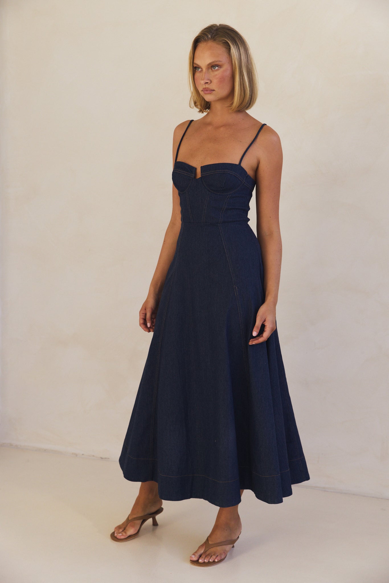 Crosby Denim Midi Dress (Blue)