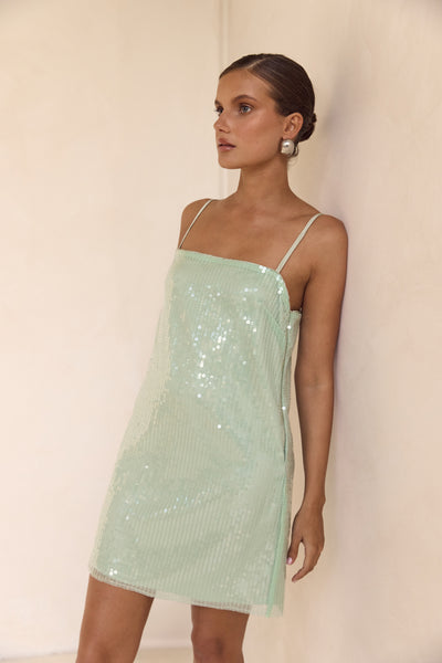 Sasha Sequin Mini Dress (Mint)