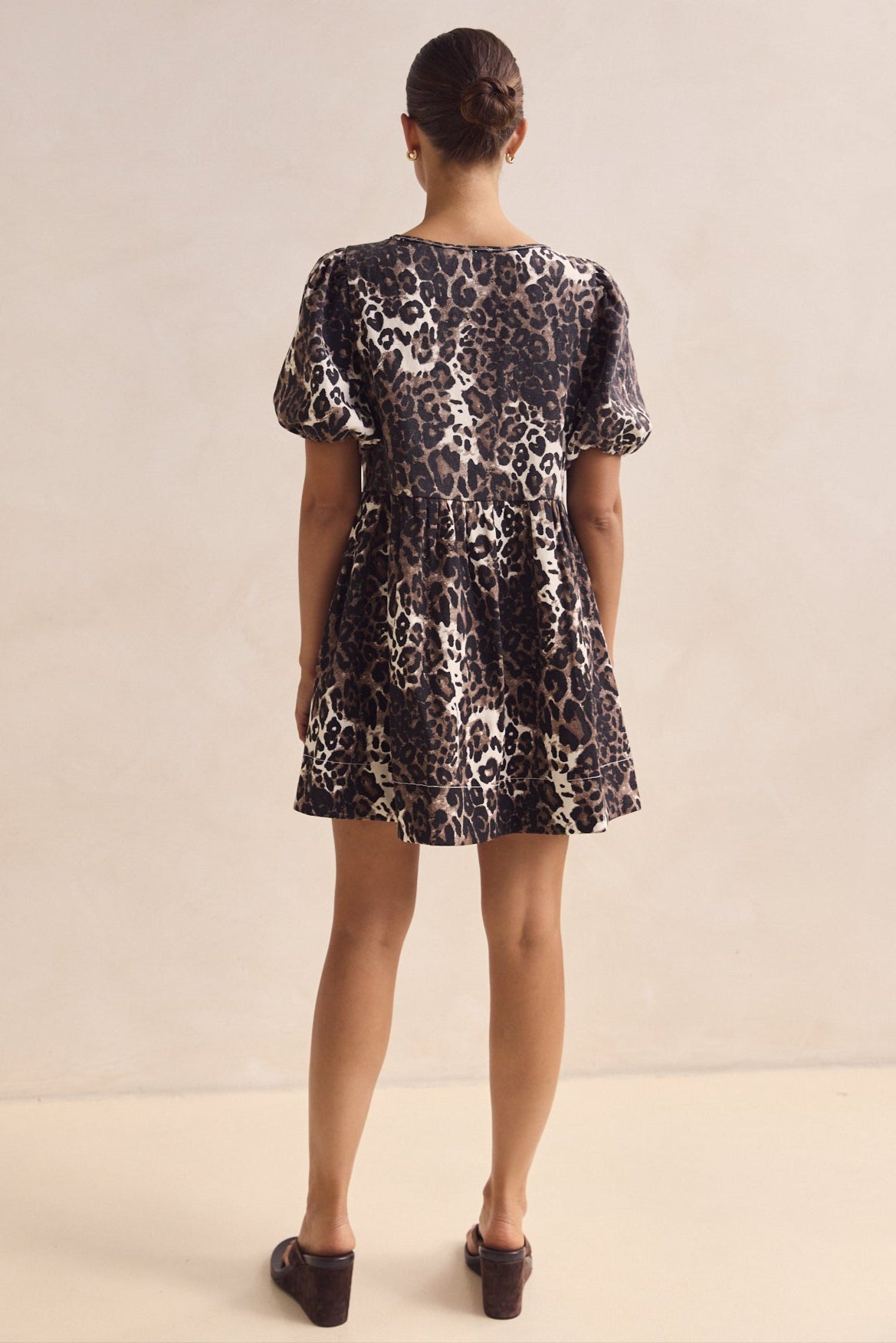 Carmela Denim Mini Dress (Leopard)