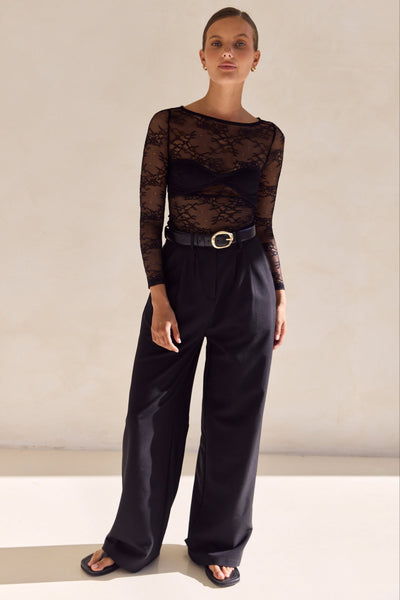 Kiera Long Sleeve Top (Black)