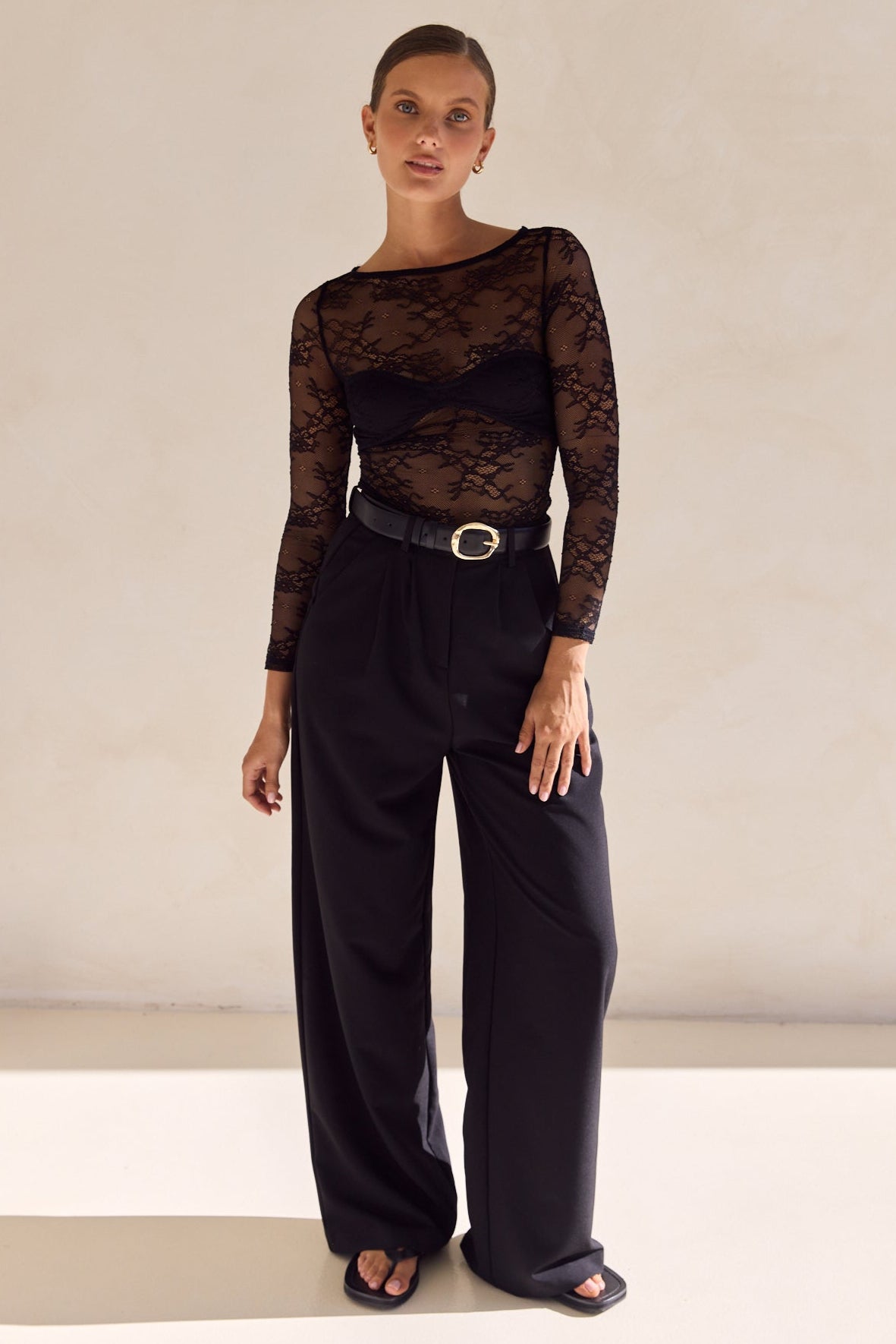Kiera Long Sleeve Top (Black)