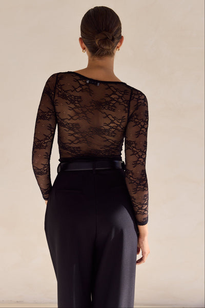 Kiera Long Sleeve Top (Black)