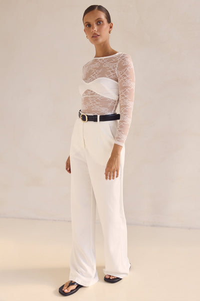 Kiera Long Sleeve Top (White)