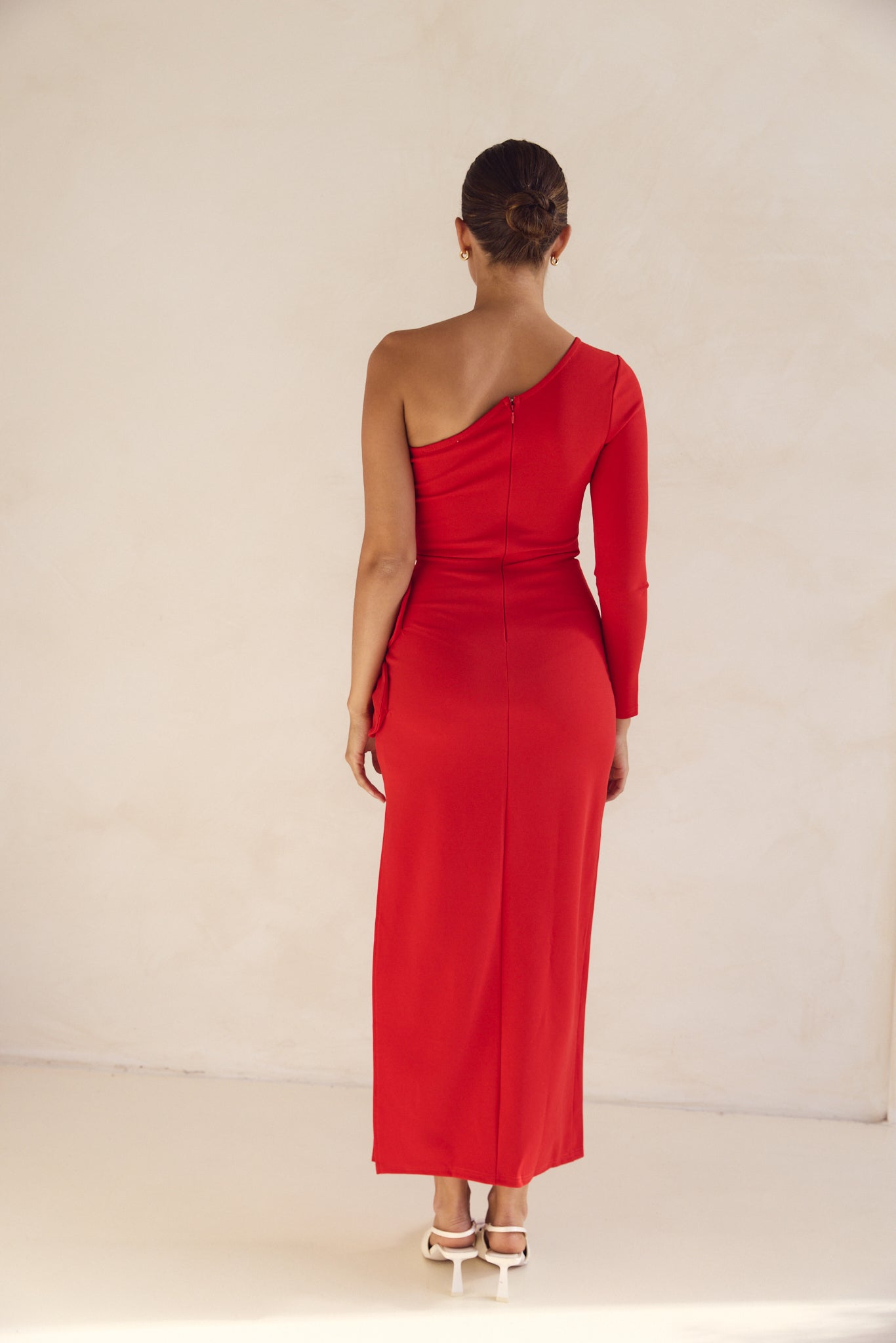 Ruby One Shoulder Maxi Dress (Red)
