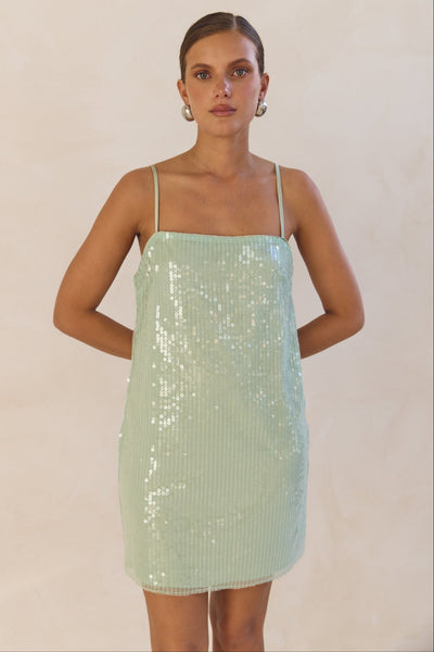 Sasha Sequin Mini Dress (Mint)
