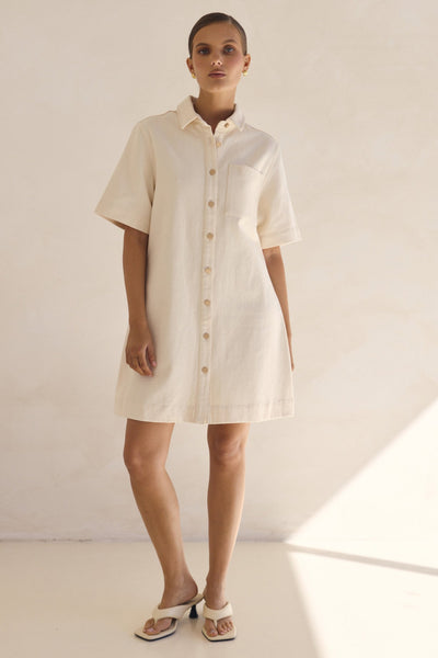 Dakoda Denim Dress (Cream)