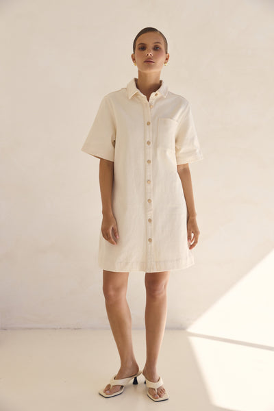 Dakoda Denim Dress (Cream)
