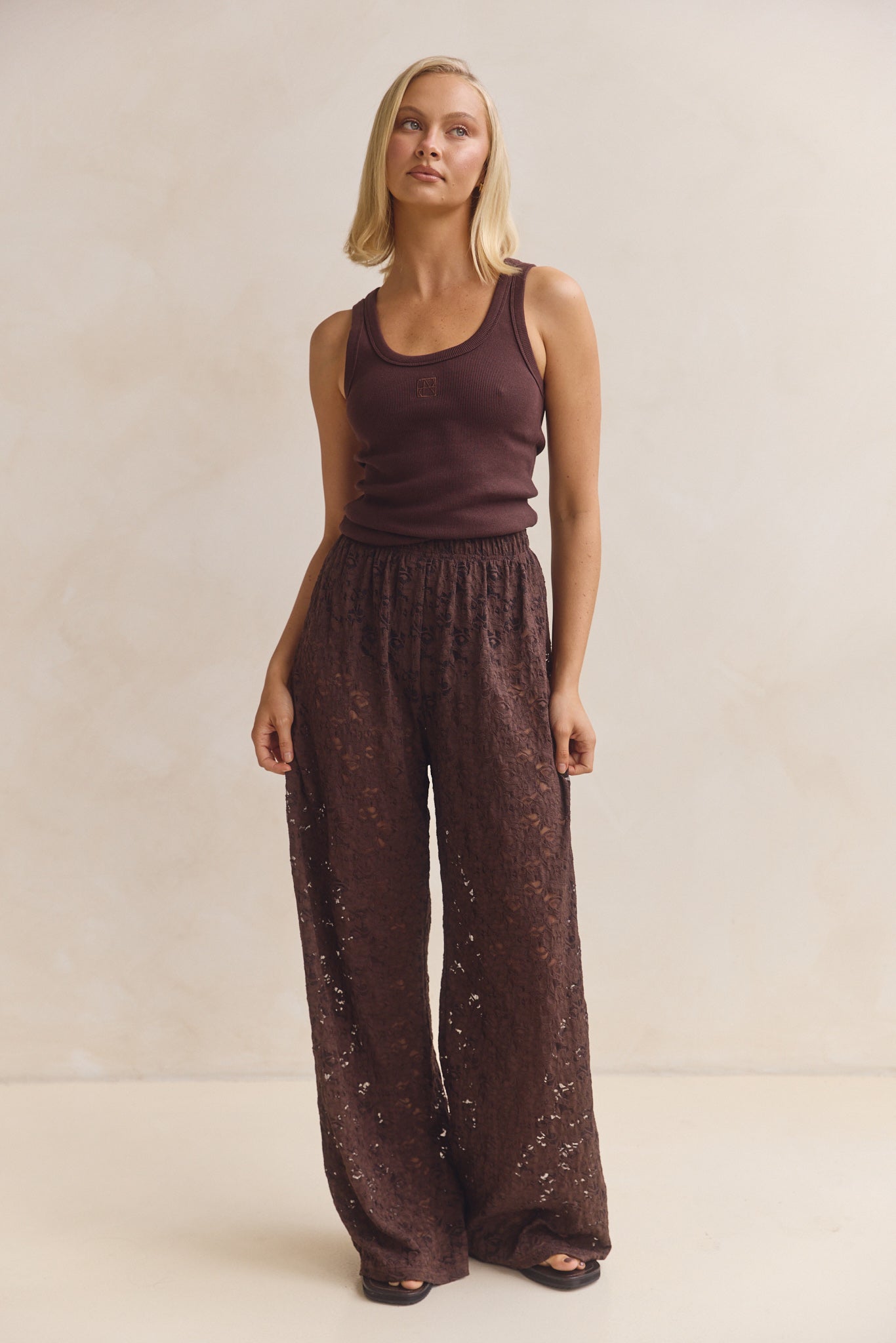 Thea Lace Pant (Chocolate)