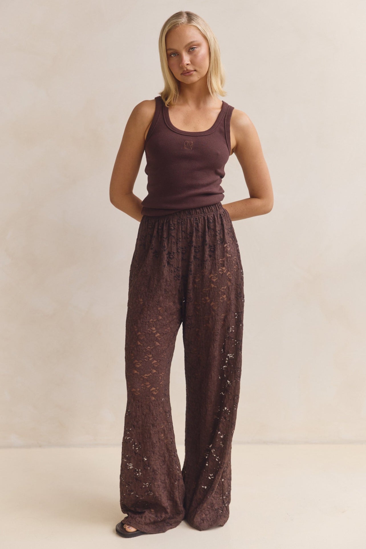 Thea Lace Pant (Chocolate)
