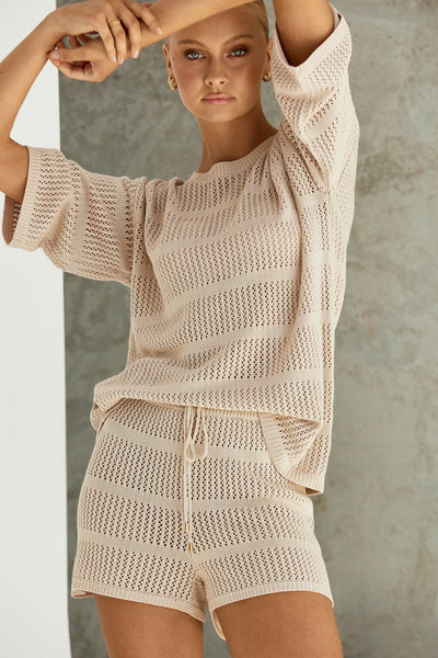 Samia Knit Shorts (Beige)