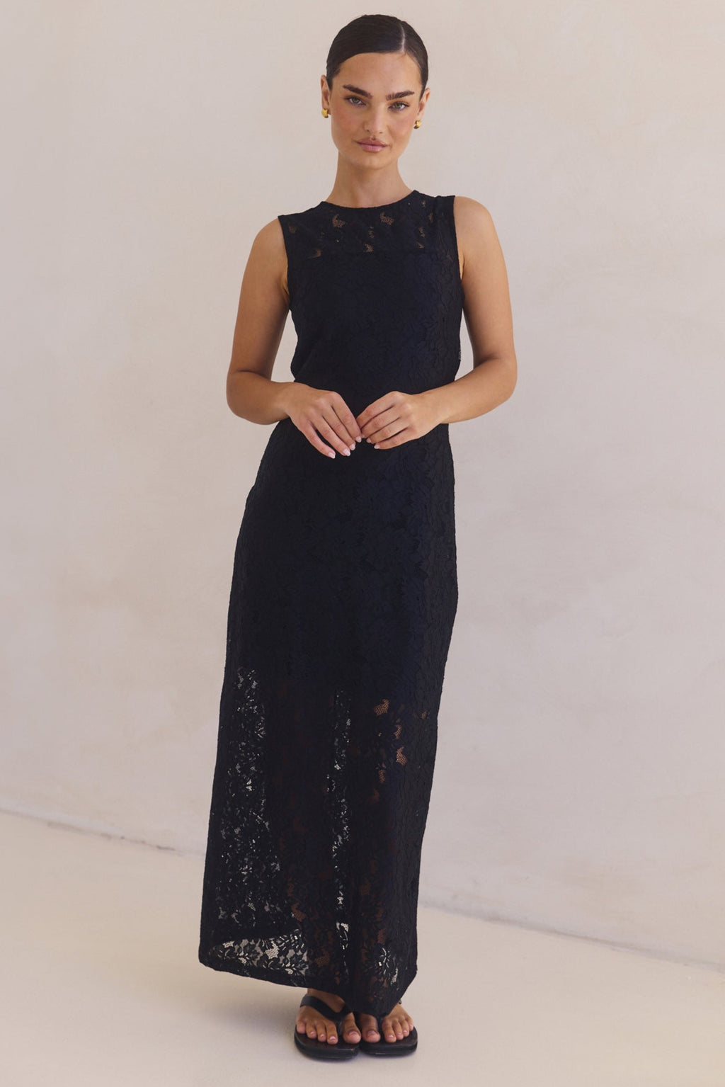 Mila Lace Midi Dress (Black)