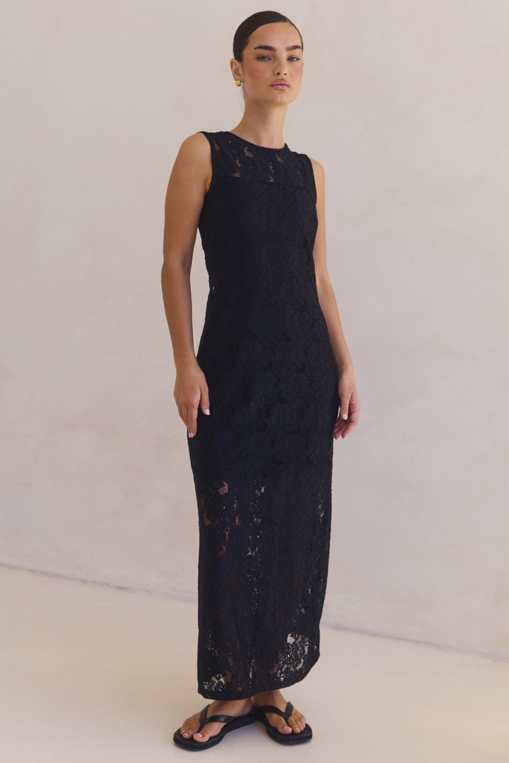 Mila Lace Midi Dress (Black)