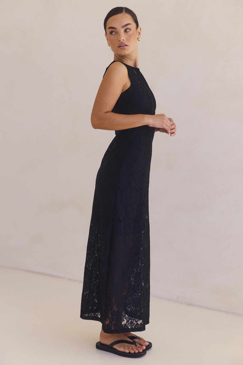 Mila Lace Midi Dress (Black)