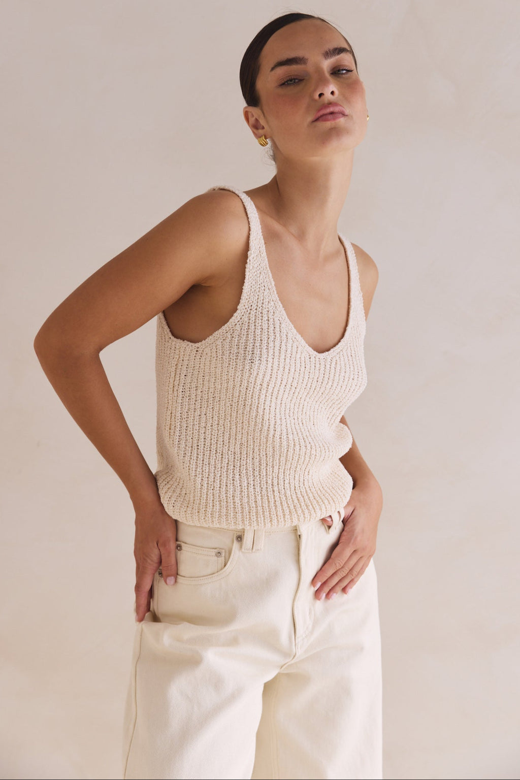 Leah Knit Top (Cream)