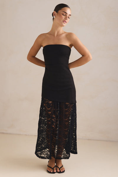 Scarlett Lace Midi Dress (Black)