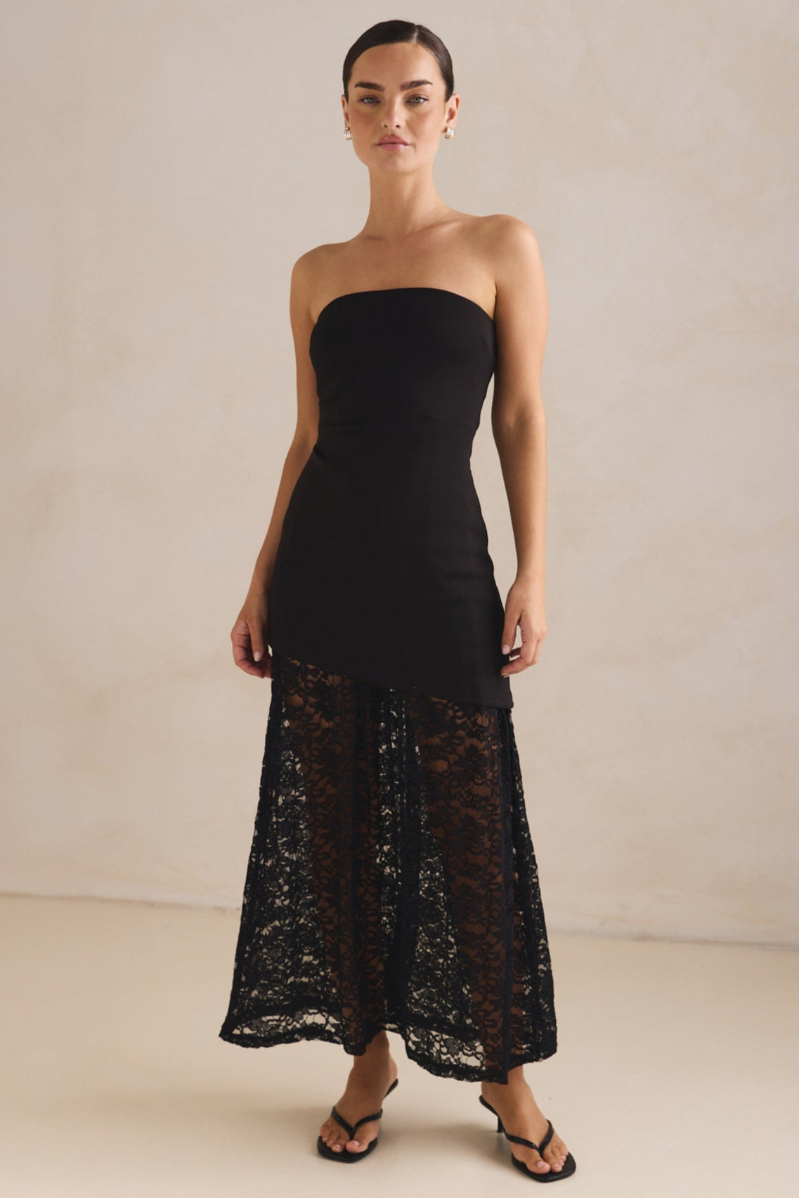 Scarlett Lace Midi Dress (Black)