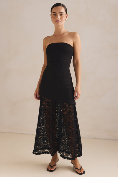 Scarlett Lace Midi Dress (Black)