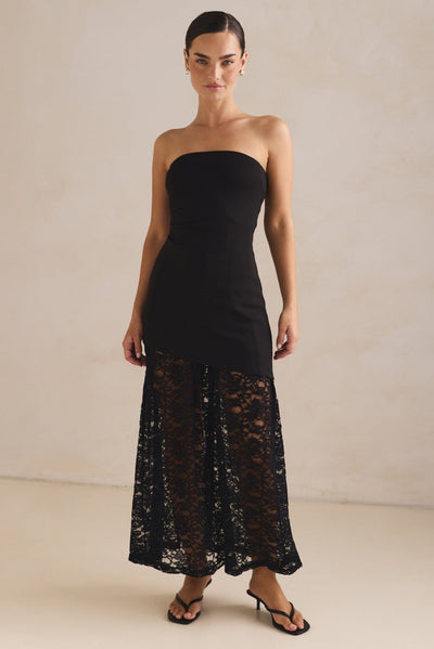 Scarlett Lace Midi Dress (Black)