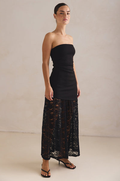 Scarlett Lace Midi Dress (Black)