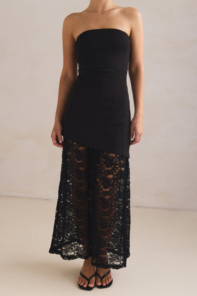 Scarlett Lace Midi Dress (Black)