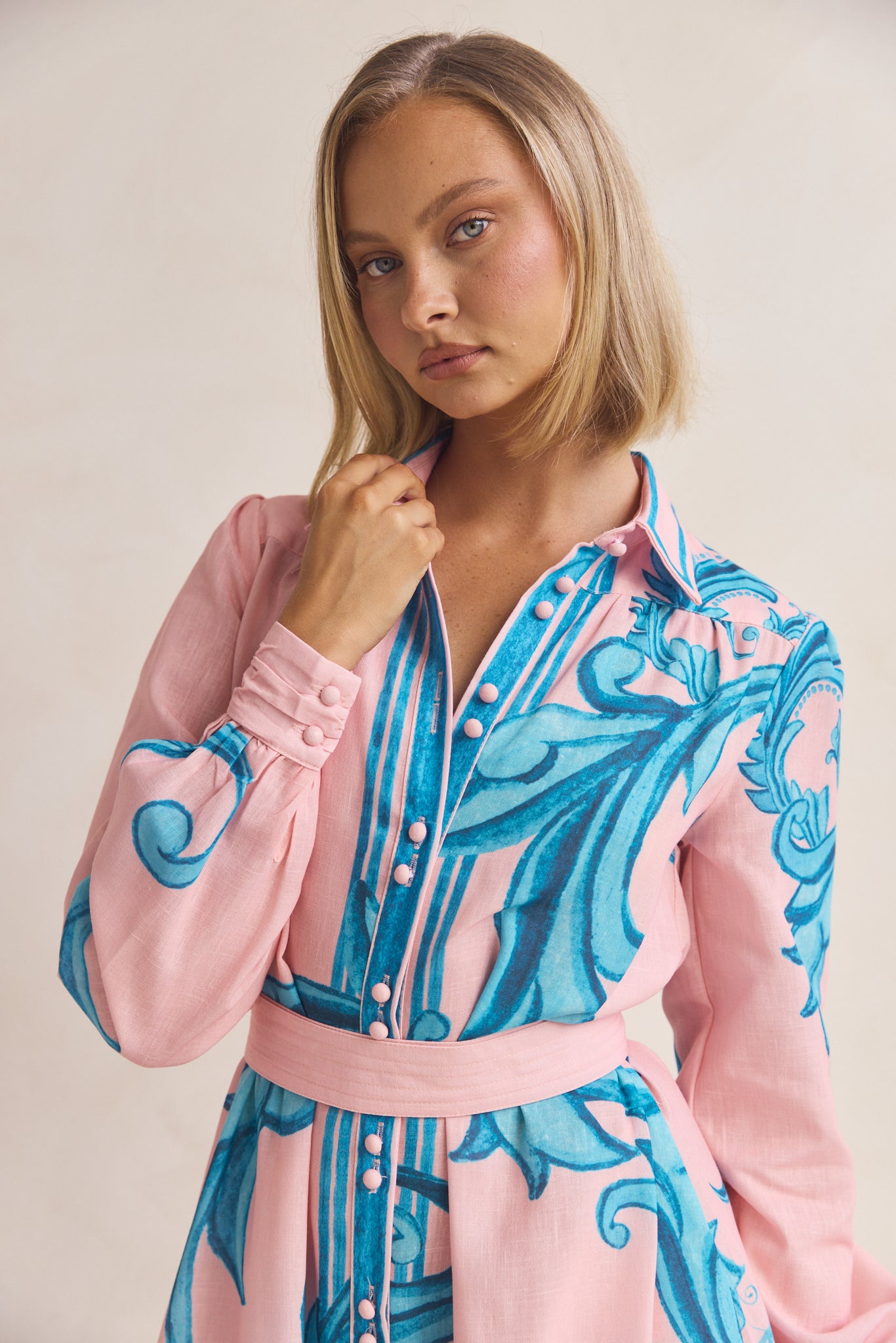 Lyra Maxi Dress (Pink/Blue)