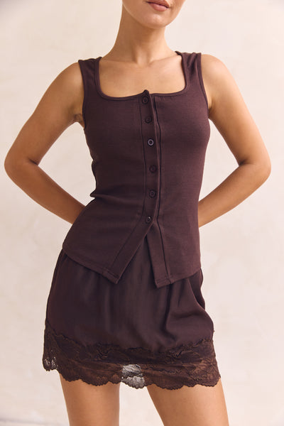 Leia Lace Mini Skirt (Chocolate)