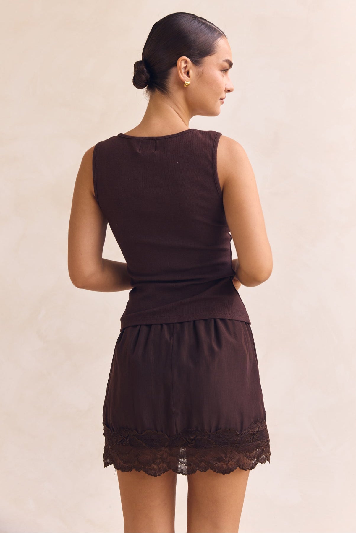 Leia Lace Mini Skirt (Chocolate)