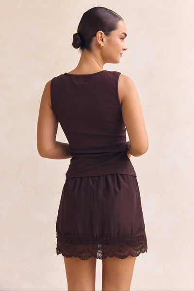 Leia Lace Mini Skirt (Chocolate)