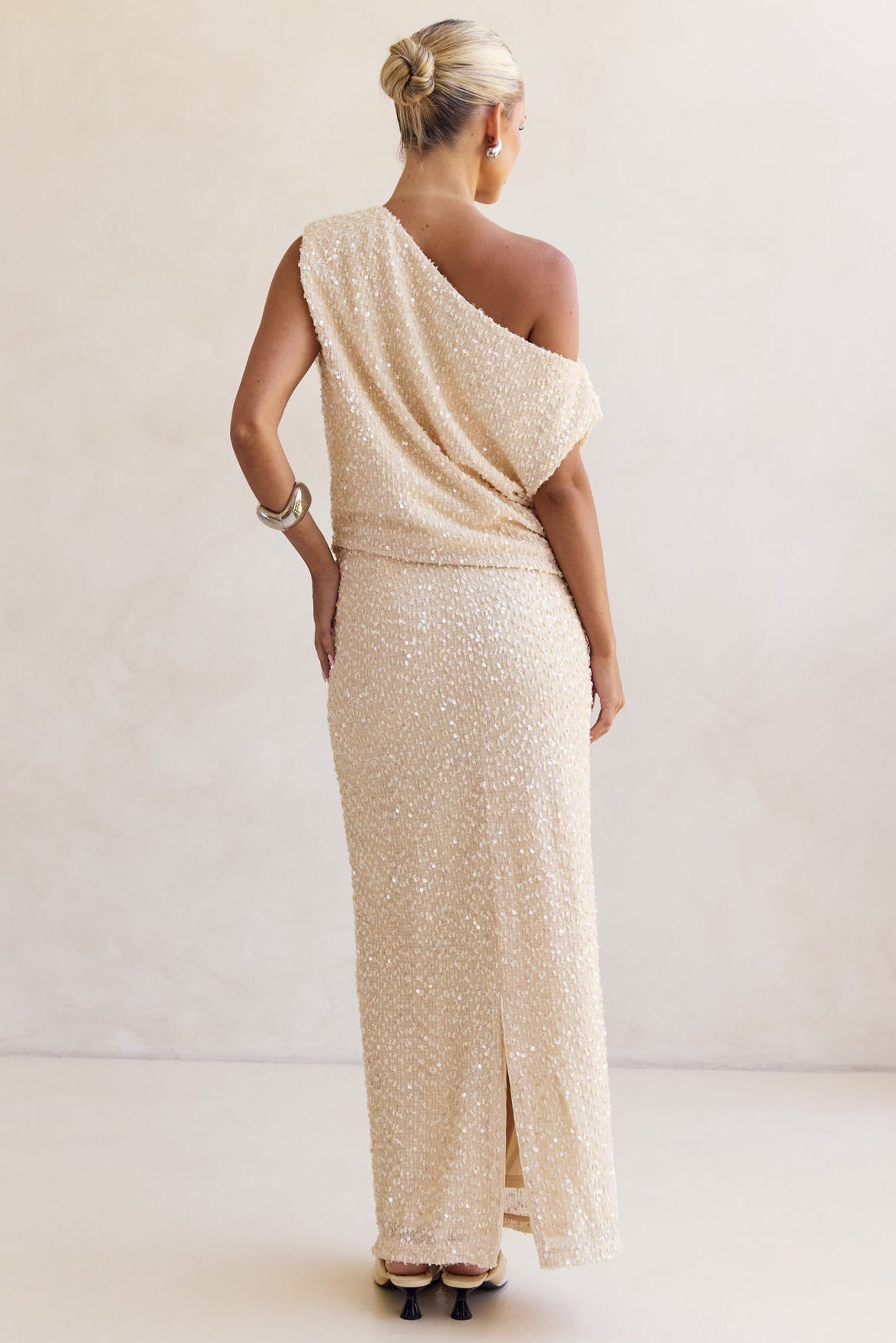 Milla Sequin Maxi Skirt (Cream)