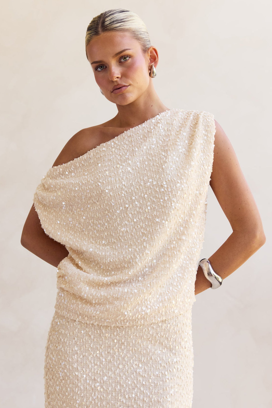 Milla Sequin Top (Cream)