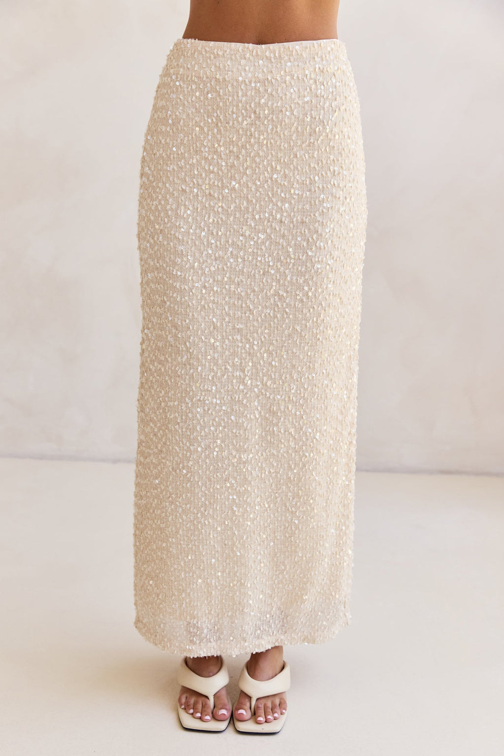 Milla Sequin Maxi Skirt (Cream)