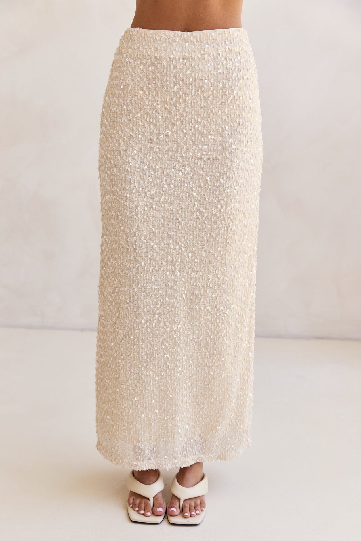 Milla Sequin Maxi Skirt (Cream)