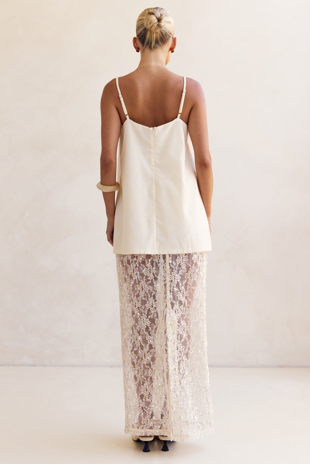 Vera Sequin Maxi Skirt (Cream)