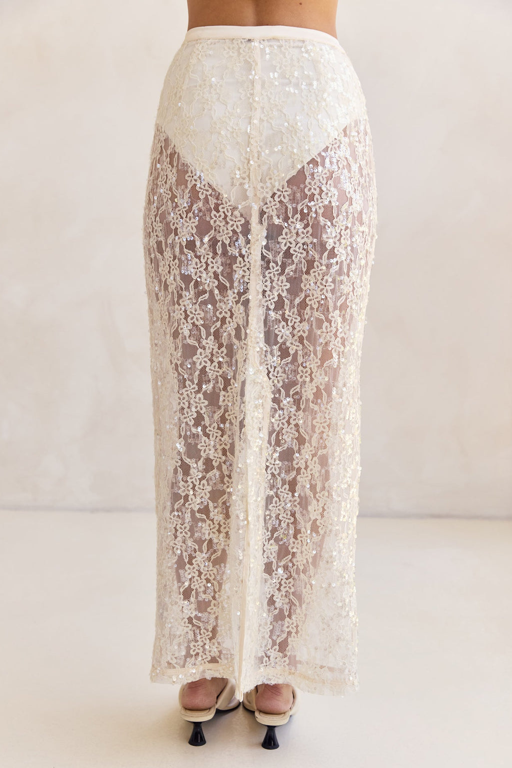 Vera Sequin Maxi Skirt (Cream)
